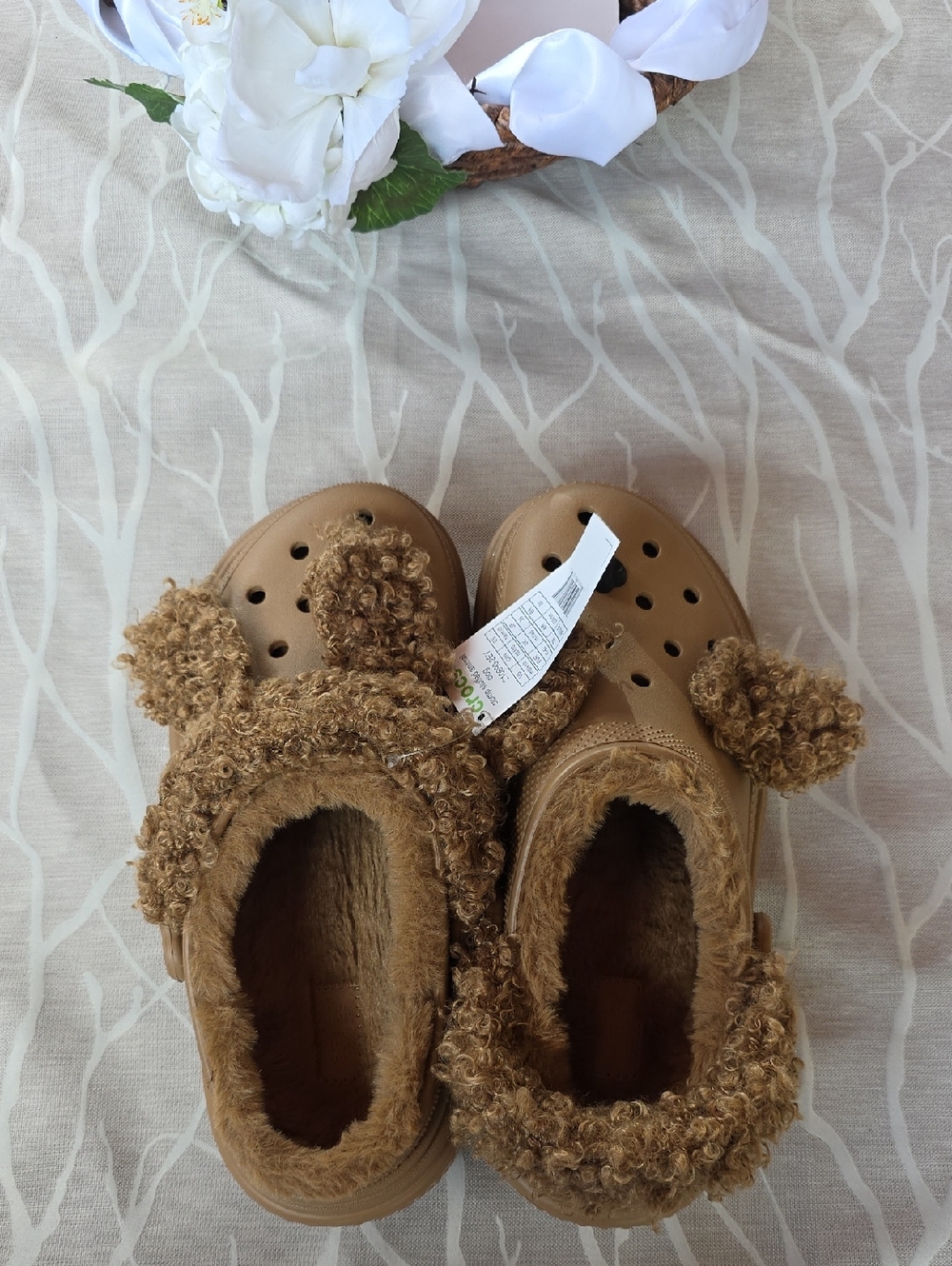 CROCS Fuzzy Lined Clogs - Tan